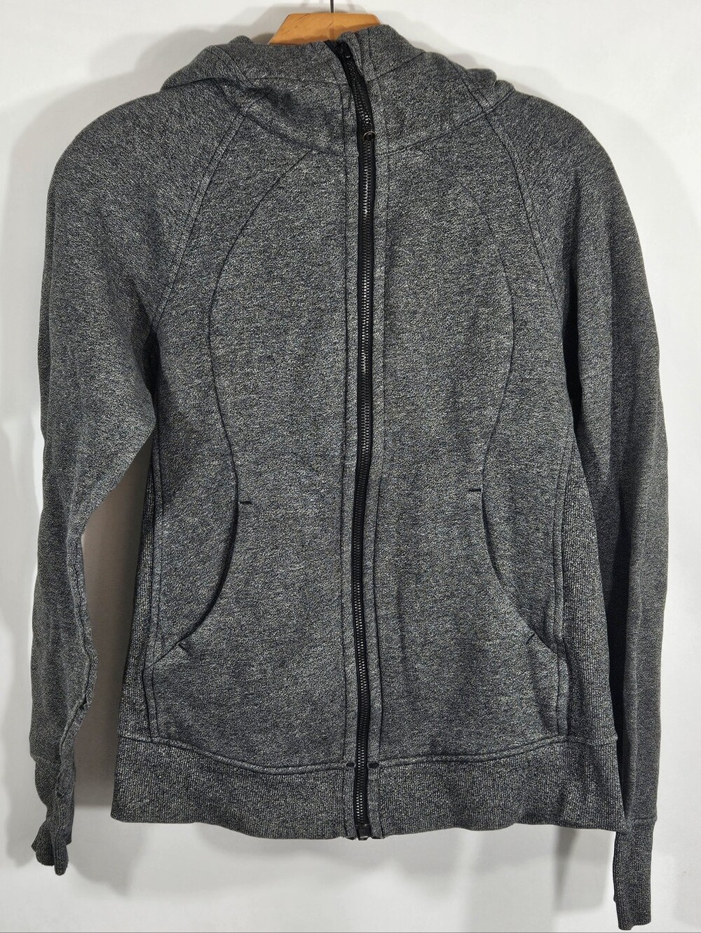 Heathered gray Lululemon zip hoodie size 6